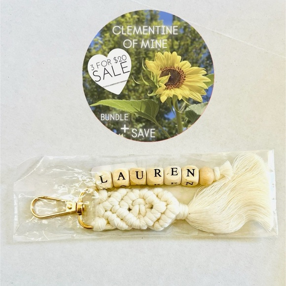 N/A Accessories - Macrame Keychain with Tassel Beaded “Lauren”